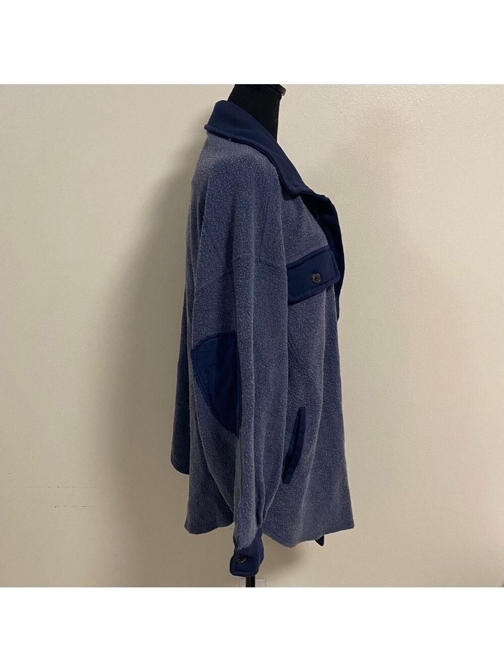 Free People Jacket Women's Size Large Oceania Blue Ruby Jacket oversized Shacket - Picture 5 of 17